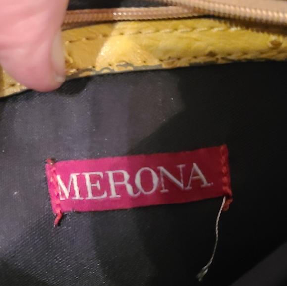 Merona Mustard Faux Ostrich Leather Crossbody Bag - Picture 2 of 6